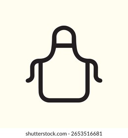 Um ícone minimalista de um avental simbolizando cozinha trabalho limpeza e proteção durante as atividades culinárias.