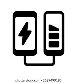 Minimalist Icon of Battery Unit Charging Phone with Energy Flow