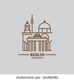 minimalist icon of Berlin Germany flat one line style