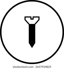 Minimalist Icon of a Black Screw in a Circle: Symbol of Fastening and Construction