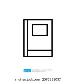 Minimalist Icon of a Book with Rectangular Design for Educational and Literary Purposes in Monochrome Style