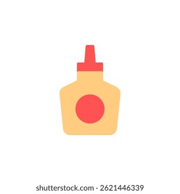 Minimalist Icon of a Bottle of Mustard Sauce in Vibrant Colors Representing Stationery and Crafting Supplies