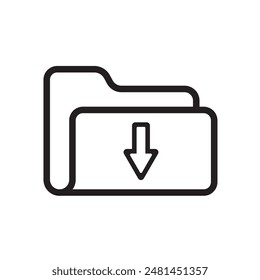 A minimalist icon capturing the essence of data transfer, featuring a folder with a downward arrow, symbolizing the action of downloading or saving files.