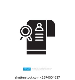 Minimalist Icon Of A Certificate With A Ribbon And Abstract Figure Representing A Person Or Shape Illustrative