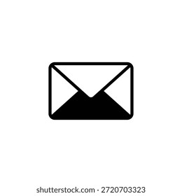 A minimalist icon of a closed envelope in black and white, representing mail, email, or messaging, with a simple and clean design.