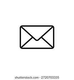 Ícone minimalista de um envelope fechado em preto e branco, colocado sobre um plano de fundo plano. O design simples o torna versátil para uso em várias aplicações digitais e de impressão.