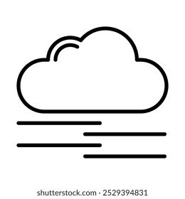 Minimalist icon of a cloud with fog, representing weather conditions like fog or mist.