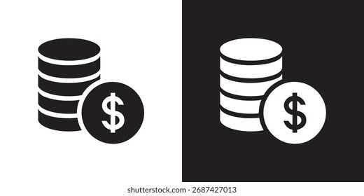 Minimalistisches Symbol des Münzstapels mit Dollarzeichen für finanziellen Wert