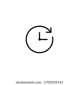 Um ícone minimalista que combina um relógio e uma seta circular. Representa o backup do histórico de tempo ou alterações recentes.
