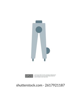 Minimalist Icon of a Compass Tool for Home Renovation and Architectural Design Planning in Blue and Gray Colors