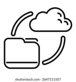 Minimalist icon of data being synchronised from a cloud storage to a local folder