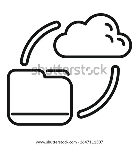 Minimalist icon of data being synchronised from a cloud storage to a local folder