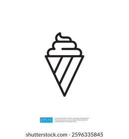 Minimalist Icon of a Delicious Ice Cream Cone with Whipped Cream and Swirls Perfect for Dessert Menus and Sweet Treat Designs