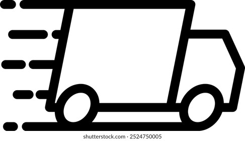 Minimalist icon of a delivery truck, symbolizing speed and efficiency. Perfect for logistics and shipping concepts.