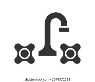 A minimalist icon depicting a classic water faucet. Great for plumbing services, home improvement, or water conservation concepts. Adaptable for app interfaces or vector designs.