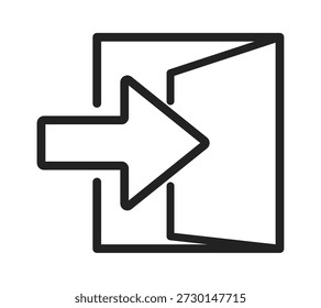 Un icono minimalista que representa un punto de entrada con una flecha que indica el movimiento hacia él.