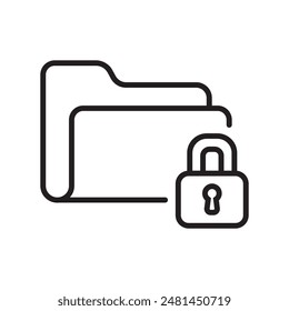 Icono minimalista que representa una carpeta protegida con un candado, que simboliza la seguridad de los datos y el acceso restringido en entornos digitales.