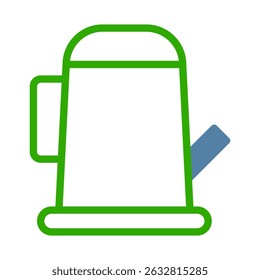 Minimalist Icon Depicting a Green and Blue Watering Can for Garden Use