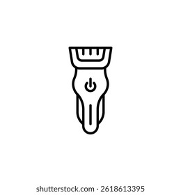 Minimalist icon depicting a modern electric hair trimmer silhouette design