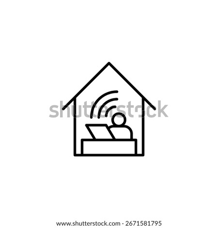 Minimalist Icon Depicting Remote Work And Connectivity From Home Office