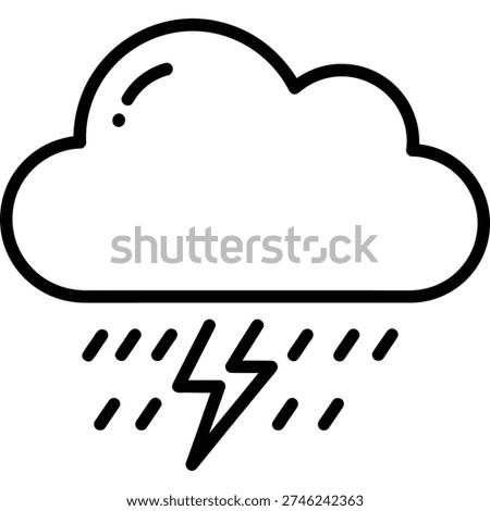 A minimalist icon depicting a storm cloud with a lightning bolt striking down, symbolizing a thunderstorm or severe weather conditions.