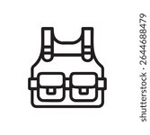 A minimalist icon depicting a tactical vest symbolizing protection and security ideal for uniform design or safety gear illustration needs.