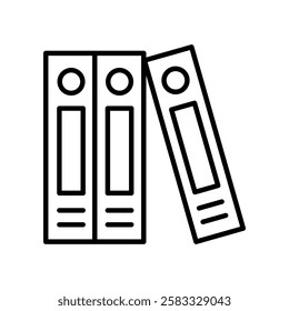 Minimalist Icon Depicting Three Document Binders in a Clean Line Style