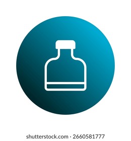 A minimalist icon design featuring a bottle silhouette against a blue gradient circle background vector illustration