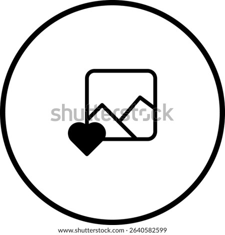 Minimalist Icon Design Featuring Image Placeholder with Heart Symbol in Circular Frame