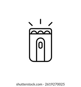 Minimalist icon design of futuristic gateway with radiating light beams