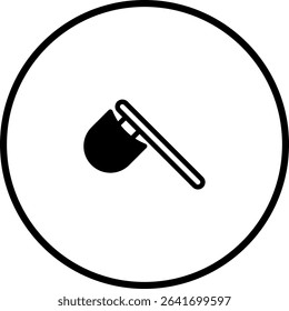 Minimalist icon design of golf putting flag inside circular border for sports theme