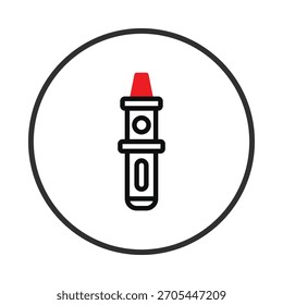A minimalist icon displaying a simple device in black outline, accented with a vibrant red detail. The design focuses on clean lines and a modern aesthetic, offering a digital representation for