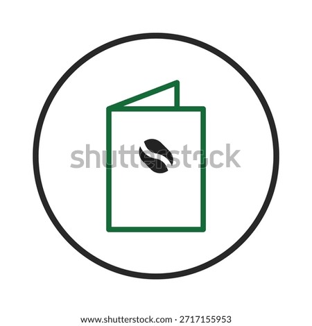 A minimalist icon displays a simplified menu design featuring a coffee bean. This elegant symbol represents cafe offerings, inviting patrons to explore a selection of warm beverages and enticing