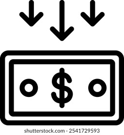 Minimalist Icon - Dollar Expense with Down Arrow