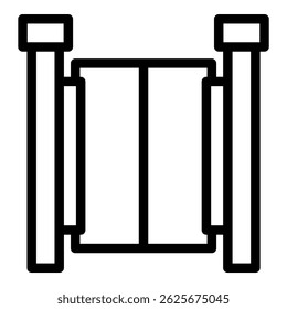 Minimalist icon of a double swinging gate protecting an entrance