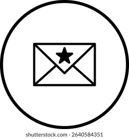 Minimalist Icon of an Envelope with Star Symbol Inside a Circle for Notifications