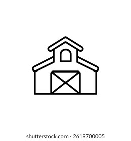 Ícone minimalista de uma estrutura do celeiro da fazenda com projeto de telhado distinto