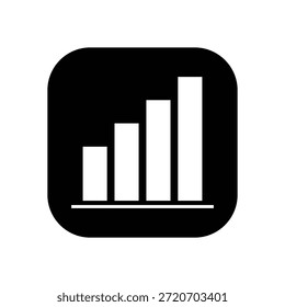 A minimalist icon featuring a bar graph on a rounded square background, ideal for use in digital applications, websites, or software to represent data analysis, statistics, or business growth.