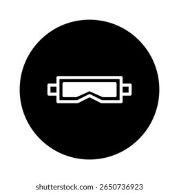 Icono minimalista con gafas centradas en un círculo negro audaz que ofrece un elemento de diseño simple