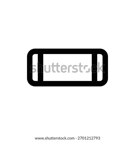 A minimalist icon featuring a hollow rectangle with rounded corners, presented in a bold black outline on a white background.