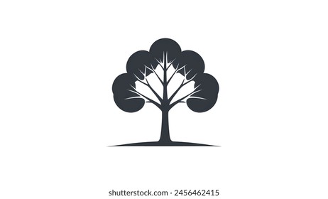 minimalist, icon, featuring, silhouette, tree