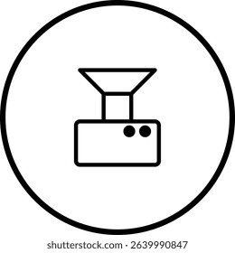 Minimalist Icon of Food Processor Appliance in Circular Frame for Design Purposes