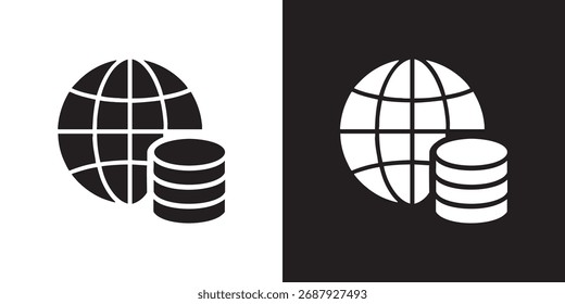 Minimalist Icon of Globe with Coin Stack for Global Finance or Economy