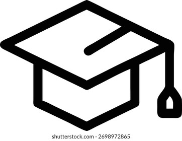 A minimalist icon of a graduation cap, symbolizing academic success. Perfect for educational materials, websites, and designs needing a touch of scholarly achievement.