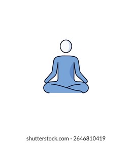 A minimalist icon of a human figure sitting in a cross-legged yoga or meditation pose, symbolizing inner peace, wellness, mindfulness, and spiritual practice.