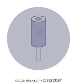 Minimalist icon of ice cream on stick. Design set against gray background, suitable for menu concept