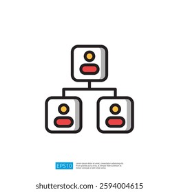 Minimalist Icon Illustration Of Data Flow And Connections In A Network Diagram Visualization System Design Concept