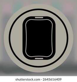 Ícone minimalista de uma prancha de corte de cozinha em silhueta preta sólida, fechada em uma moldura circular — ideal para cozinhar, preparação de alimentos ou temas de design culinário.