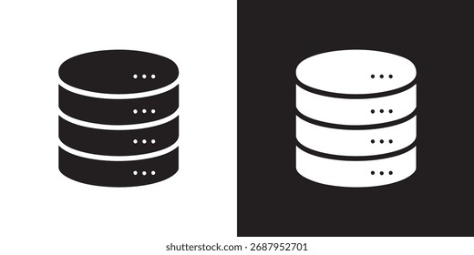 Minimalist Icon of Layered Database Stack with Cyan Highlight for Data Storage