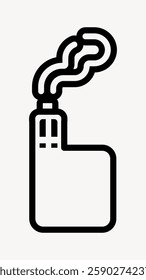 Minimalist icon of a lighter with smoke. Simple lighter design. Black and white lighter illustration. Lighter and smoke in a basic style. User interface icon vector.